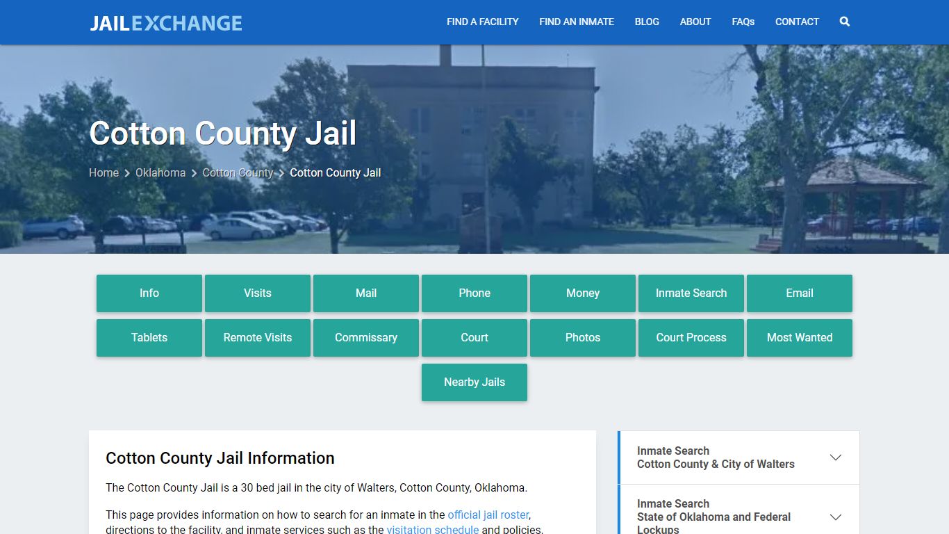 Cotton County Jail, OK Inmate Search, Information