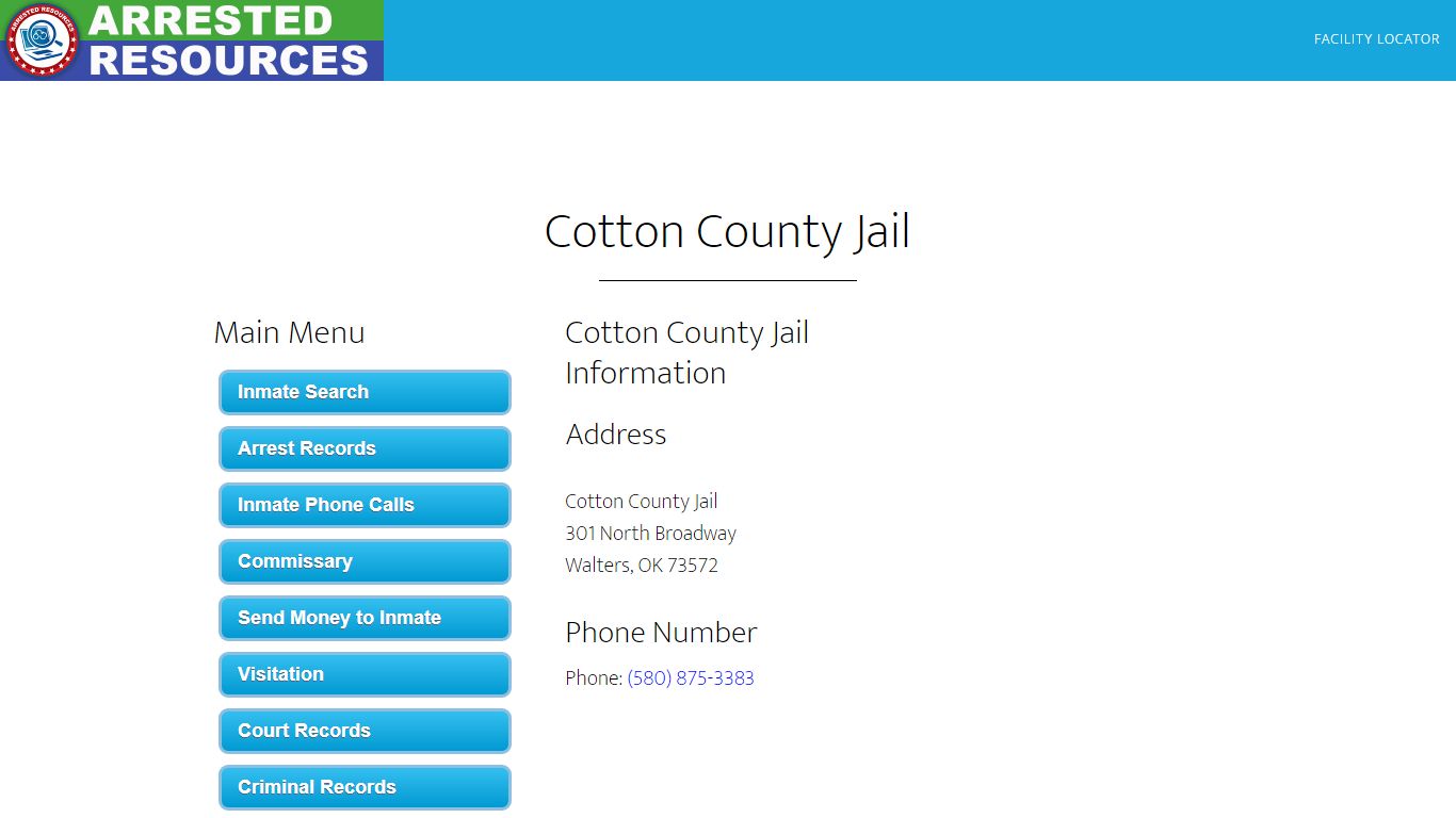 Cotton County Jail - Inmate Search - Walters, OK